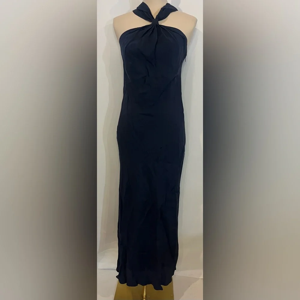 J.Crew Collection halter slip dress in navy - Picture 6 of 9